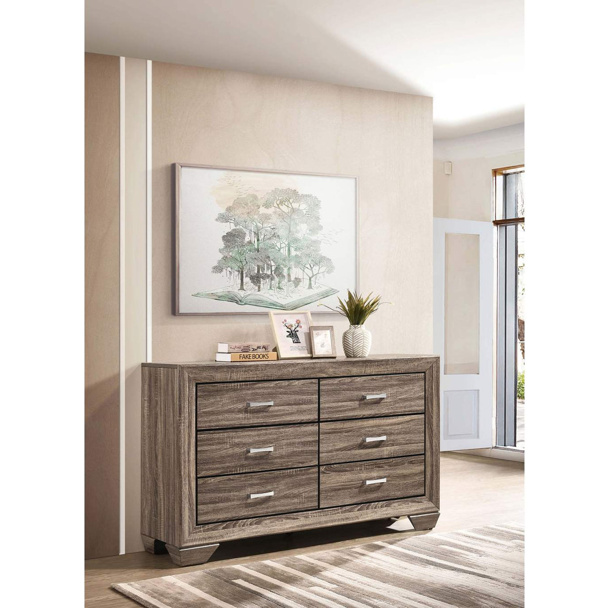 204193 Kauffman 6-drawer Dresser Washed Taupe