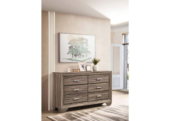 204193 Kauffman 6-drawer Dresser Washed Taupe