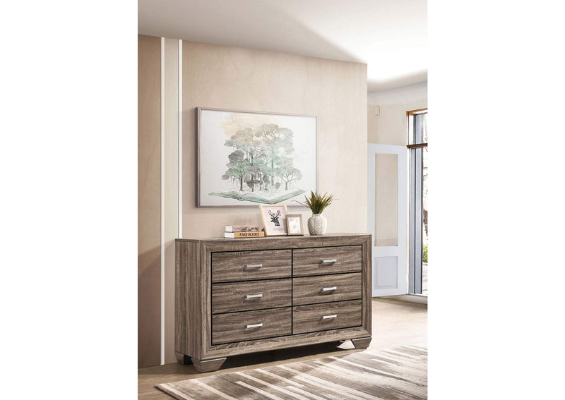 204193 Kauffman 6-drawer Dresser Washed Taupe