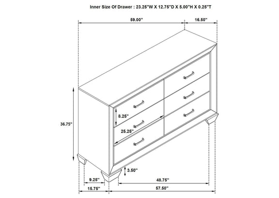 204193 Kauffman 6-drawer Dresser Washed Taupe