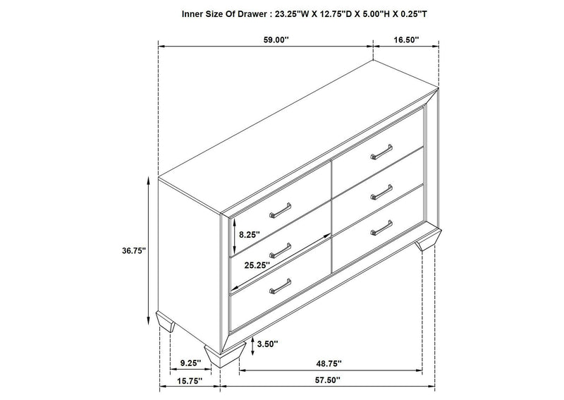 204193 Kauffman 6-drawer Dresser Washed Taupe
