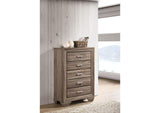 204195 Kauffman 5-drawer Bedroom Chest Washed Taupe