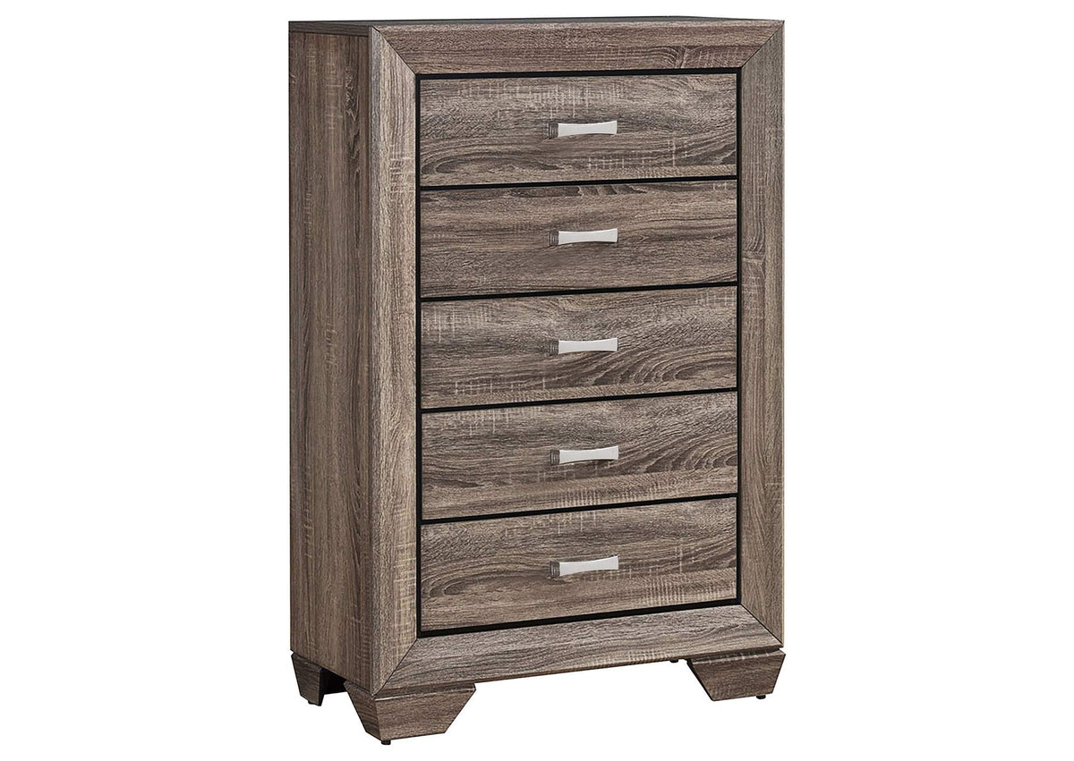 204195 Kauffman 5-drawer Bedroom Chest Washed Taupe