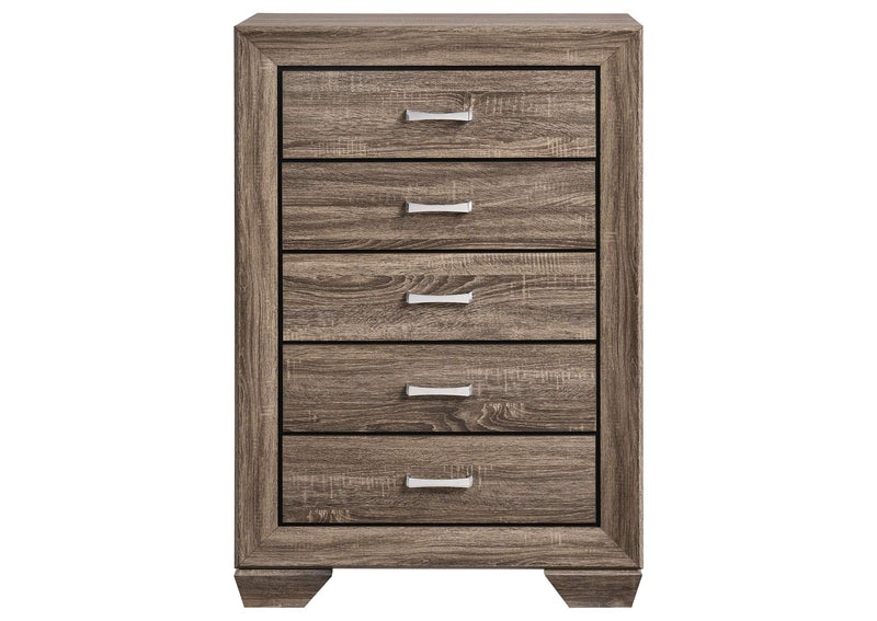 204195 Kauffman 5-drawer Bedroom Chest Washed Taupe