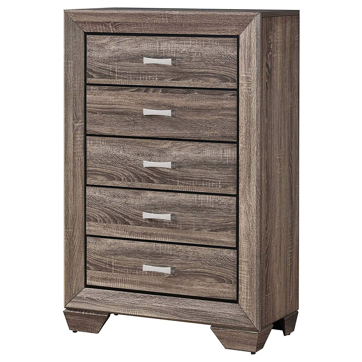 204195 Kauffman 5-drawer Bedroom Chest Washed Taupe