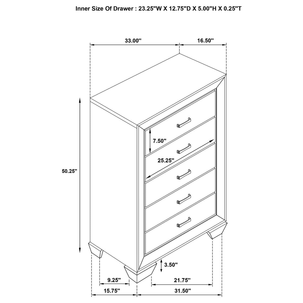 204195 Kauffman 5-drawer Bedroom Chest Washed Taupe