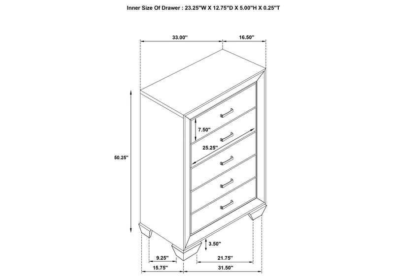 204195 Kauffman 5-drawer Bedroom Chest Washed Taupe