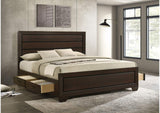 204390KE Kauffman Wood Eastern King Storage Panel Bed Dark Cocoa