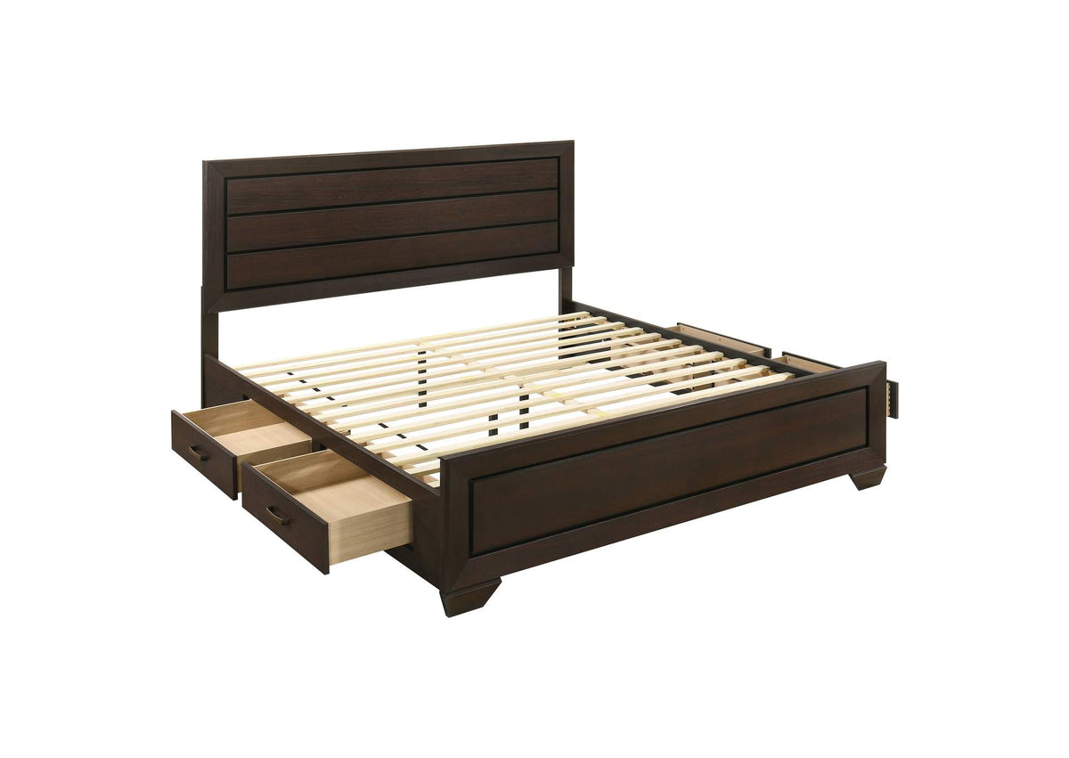 Kauffman Wood Eastern King Storage Panel Bed Dark Cocoa