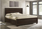 204390KW Kauffman Wood California King Storage Panel Bed Dark Cocoa