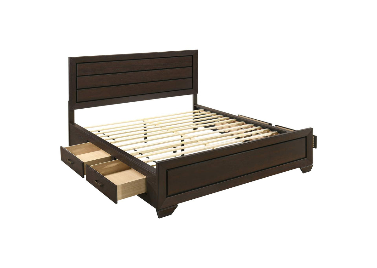Kauffman Wood California King Storage Panel Bed Dark Cocoa