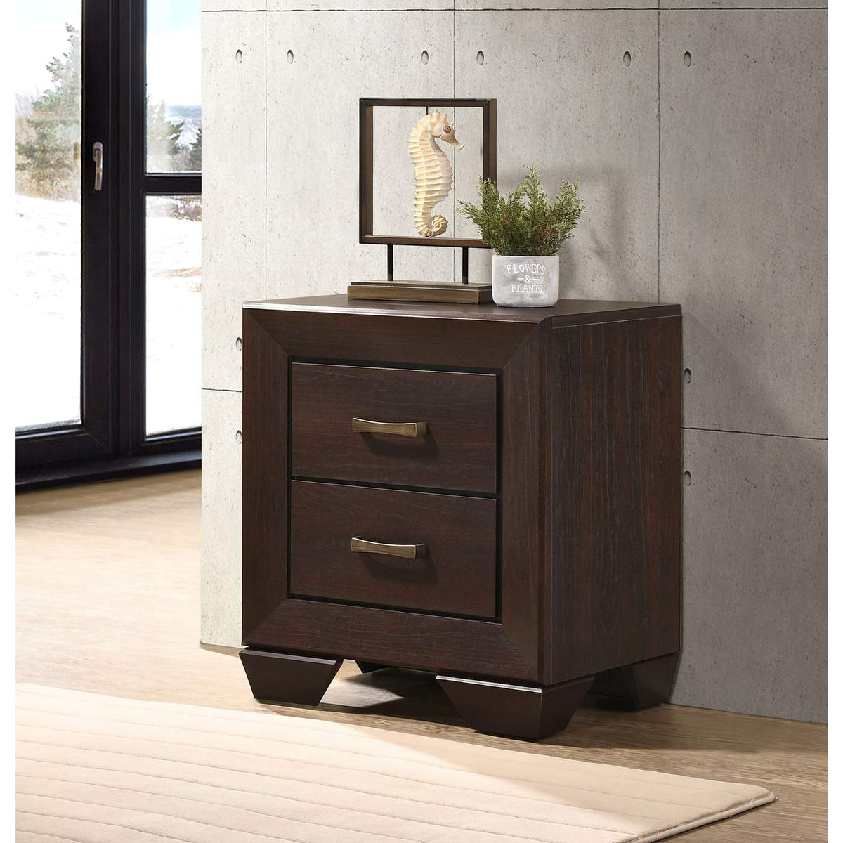 204392 Kauffman 2-drawer Nightstand Dark Cocoa