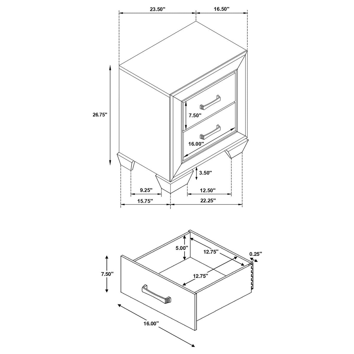 204392 Kauffman 2-drawer Nightstand Dark Cocoa