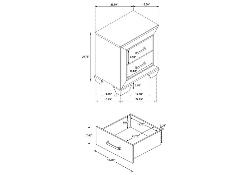 204392 Kauffman 2-drawer Nightstand Dark Cocoa