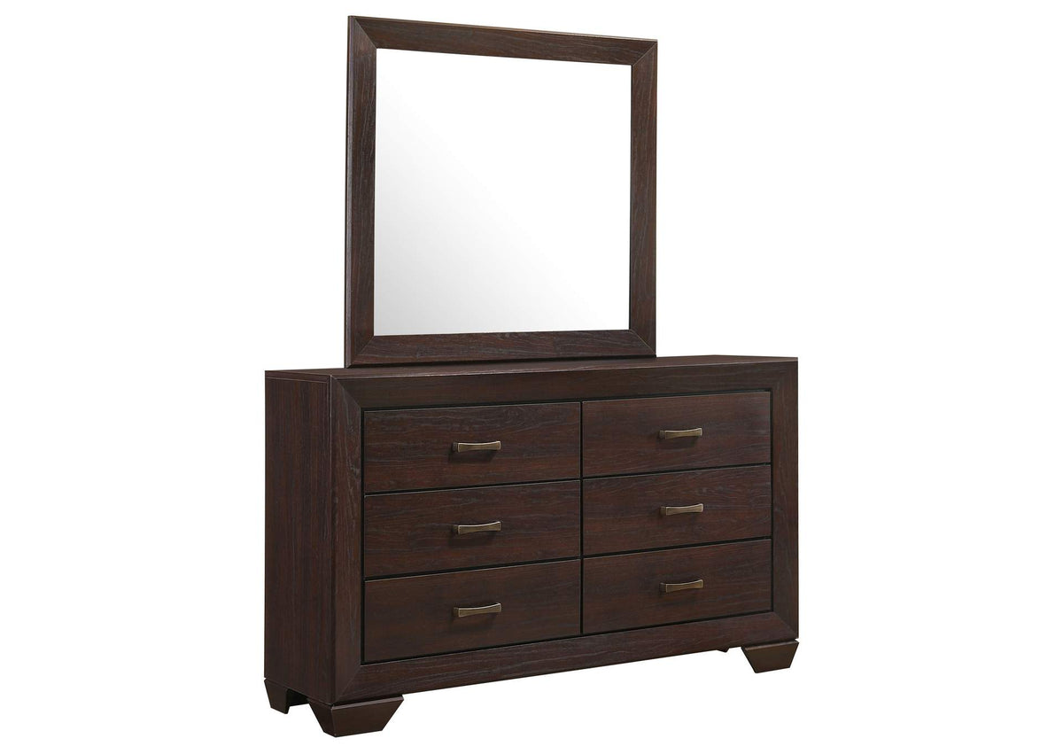Kauffman 6-drawer Dresser with Mirror Dark Cocoa