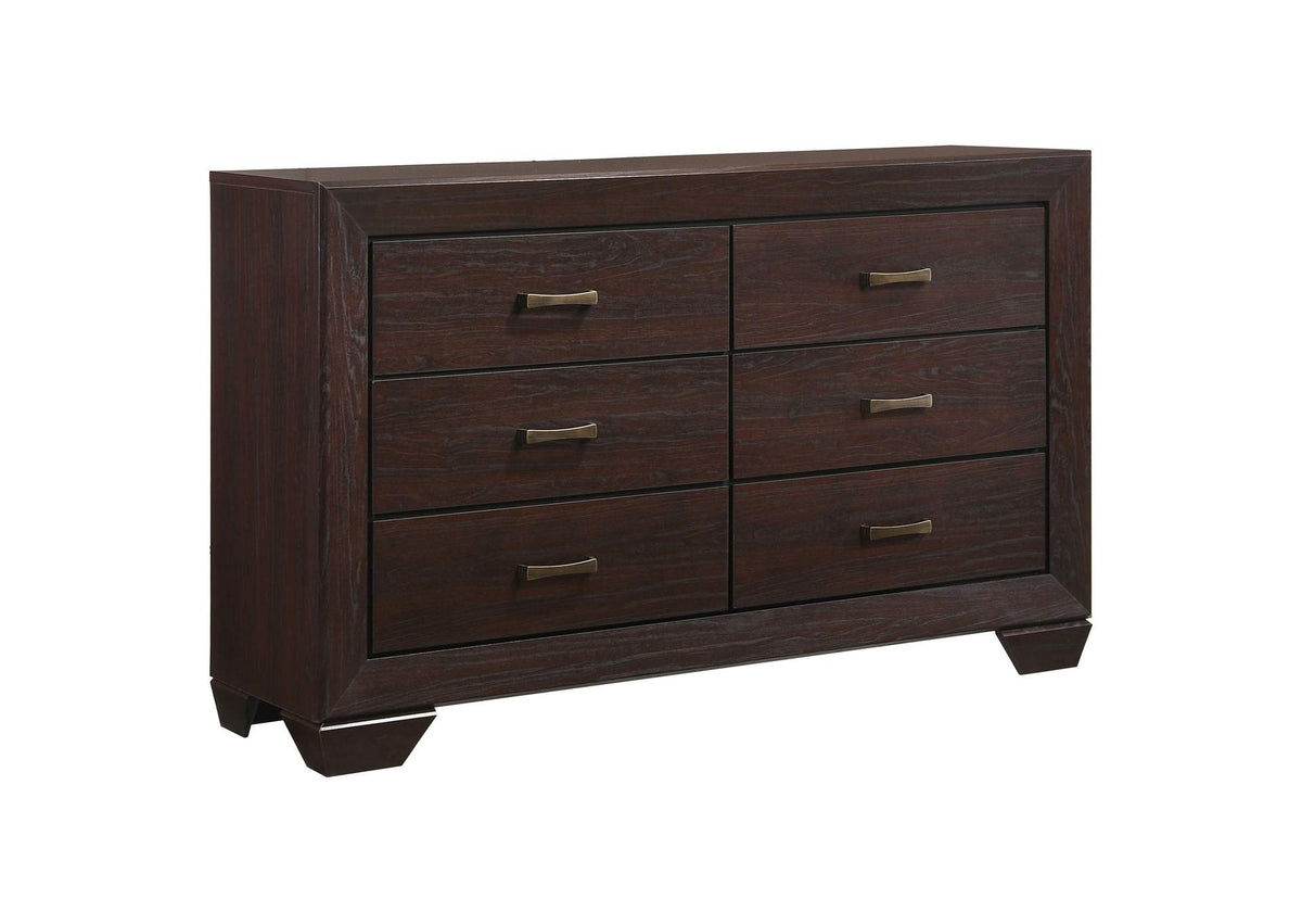 204393 Kauffman 6-drawer Dresser Dark Cocoa