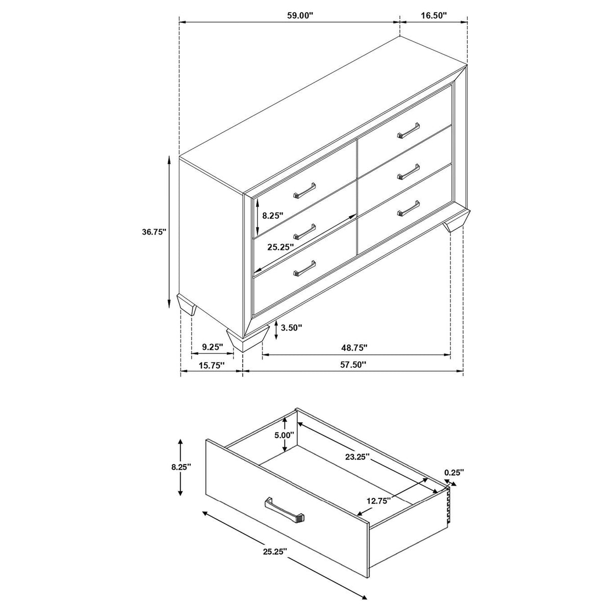 204393 Kauffman 6-drawer Dresser Dark Cocoa