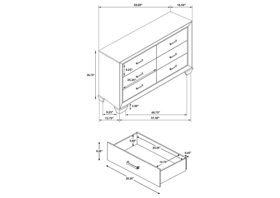 204393 Kauffman 6-drawer Dresser Dark Cocoa