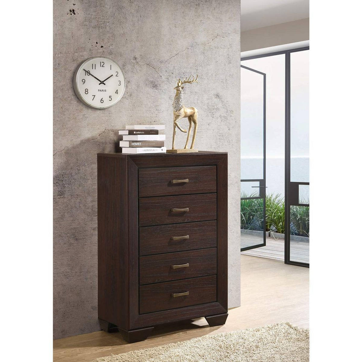 204395 Kauffman 5-drawer Bedroom Chest Dark Cocoa