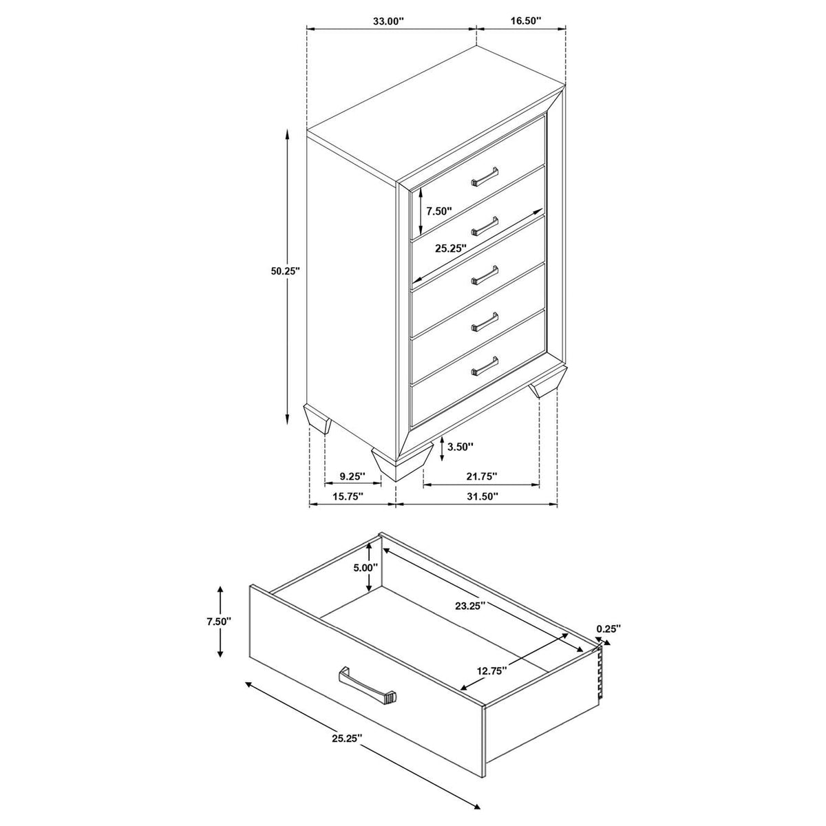 204395 Kauffman 5-drawer Bedroom Chest Dark Cocoa