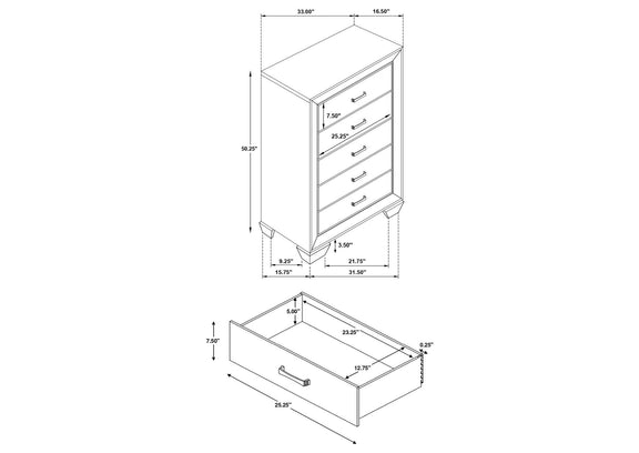 204395 Kauffman 5-drawer Bedroom Chest Dark Cocoa