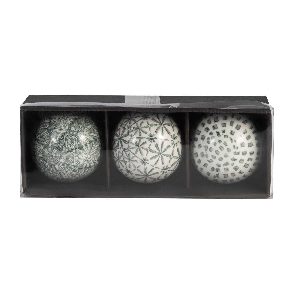 4" Ceramic Assorted Painted Orbs (Set of 3) - Cameo Blue