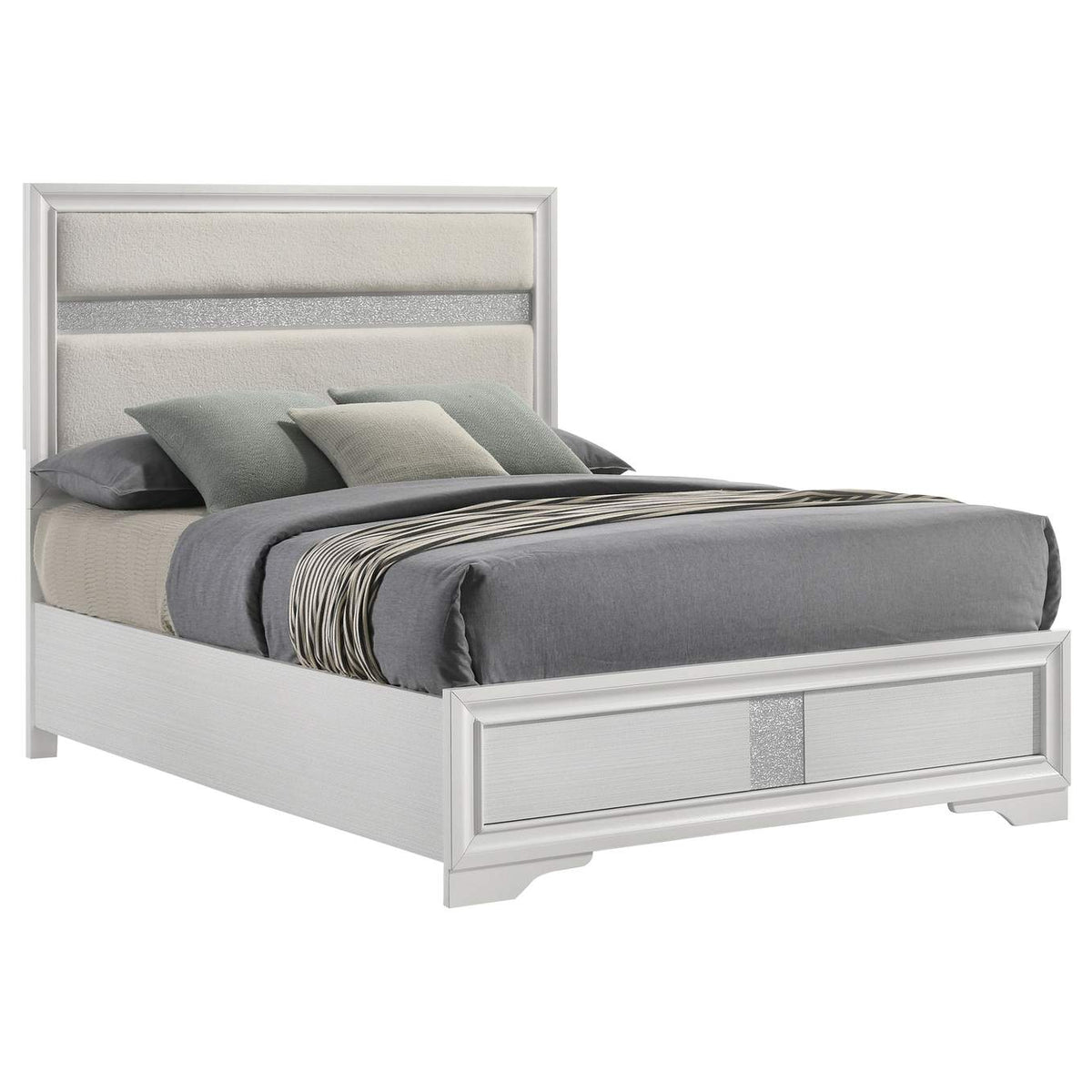 205110F Miranda 54-inch Upholstered Full Panel Bed White