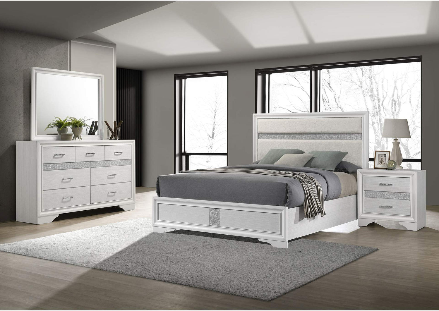 205110KE-S4 Miranda 4-piece Eastern King Bedroom Set White