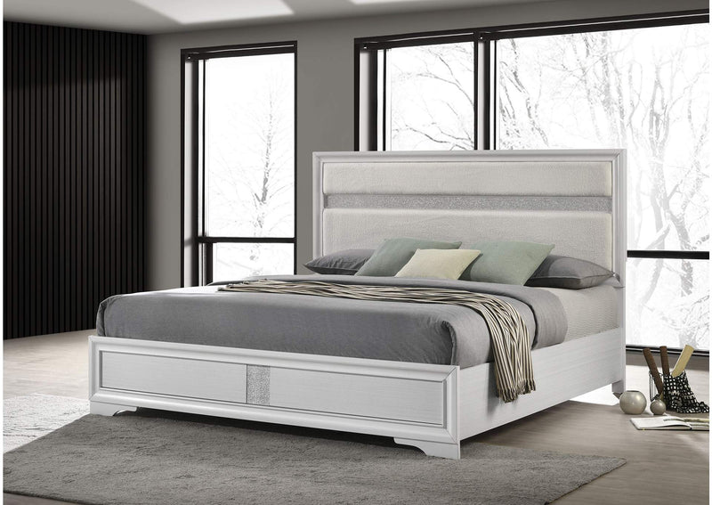 205110KE Miranda 54-inch Upholstered Eastern King Panel Bed White
