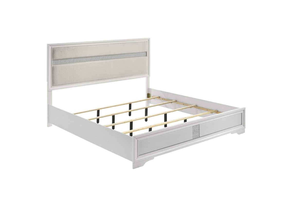 205110KE Miranda 54-inch Upholstered Eastern King Panel Bed White