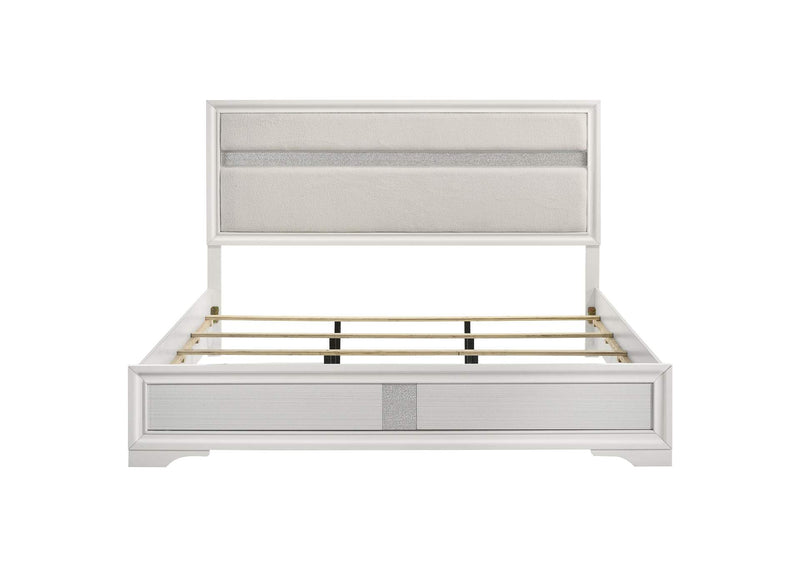 205110KE Miranda 54-inch Upholstered Eastern King Panel Bed White