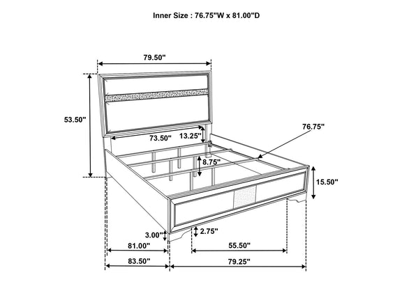 205110KE Miranda 54-inch Upholstered Eastern King Panel Bed White