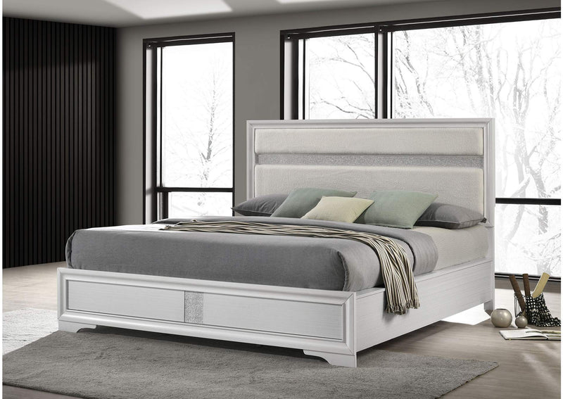 205110KW Miranda 54-inch Upholstered California King Panel Bed White