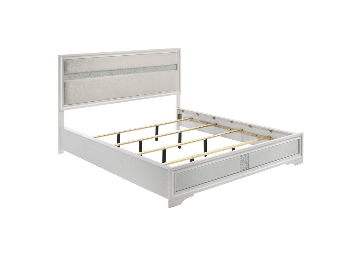205110KW Miranda 54-inch Upholstered California King Panel Bed White