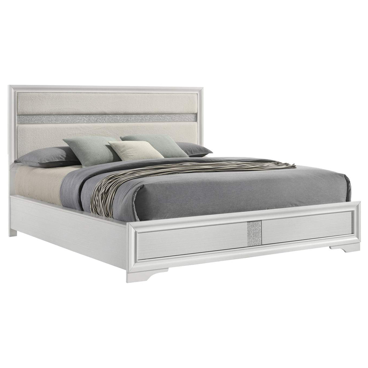 205110KW Miranda 54-inch Upholstered California King Panel Bed White