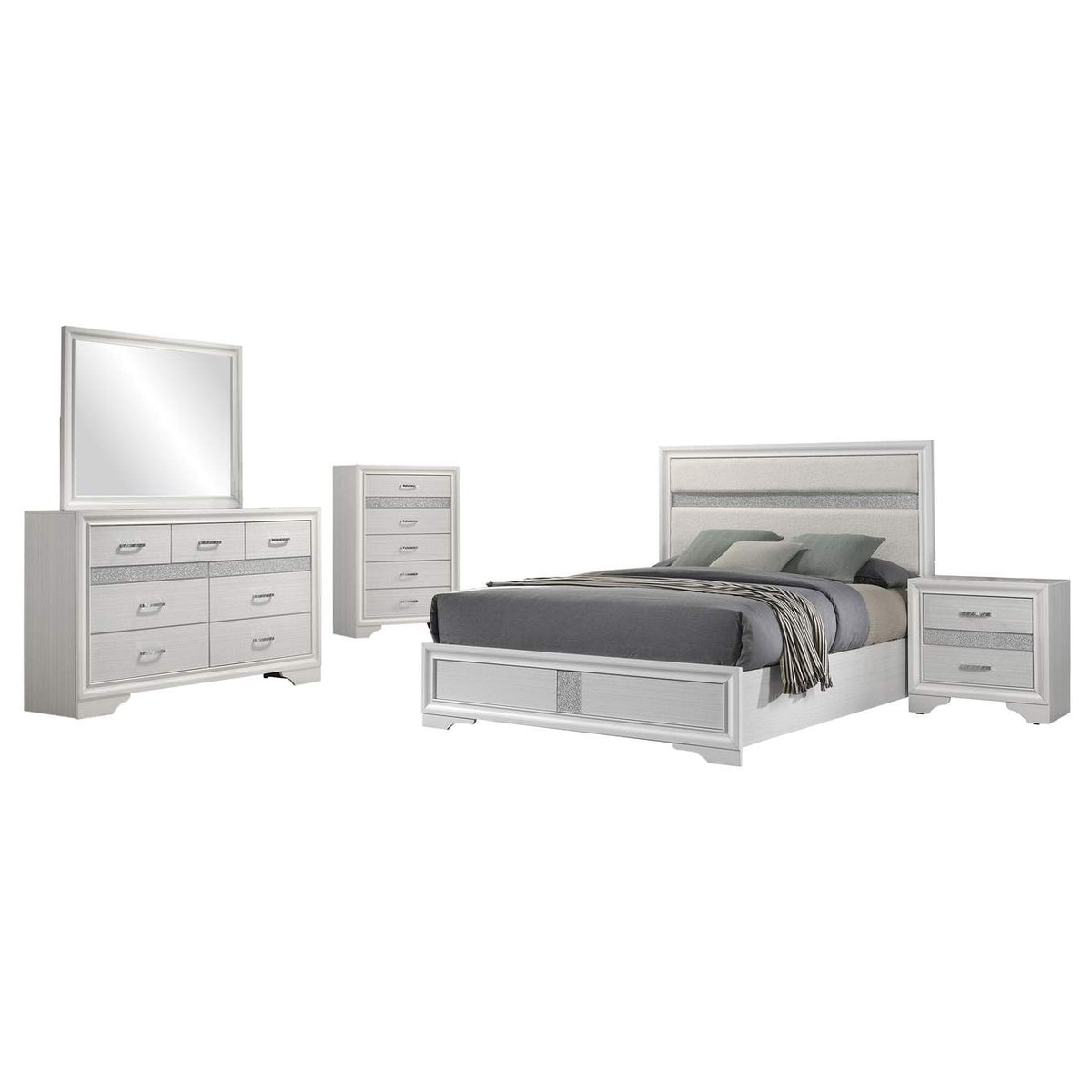 205110Q-S5 Miranda 5-piece Queen Bedroom Set White
