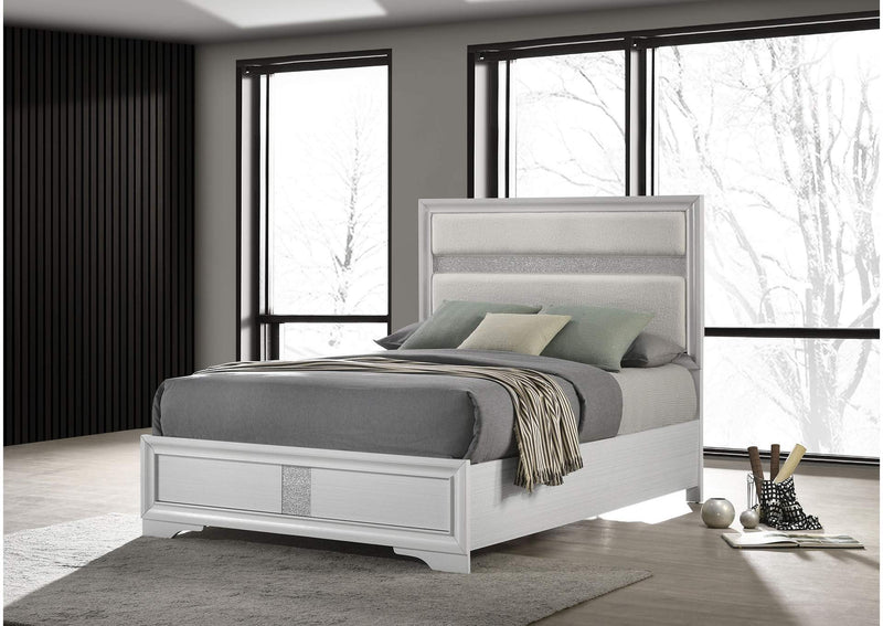 205110Q Miranda 54-inch Upholstered Queen Panel Bed White