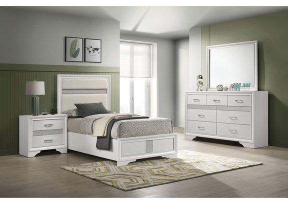 205110T-S4 Miranda 4-piece Twin Bedroom Set White