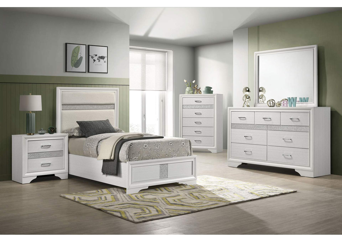 205110T-S5 Miranda 5-piece Twin Bedroom Set White
