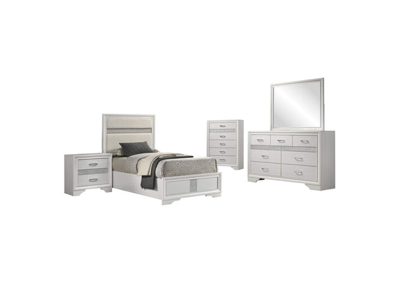 205110T-S5 Miranda 5-piece Twin Bedroom Set White