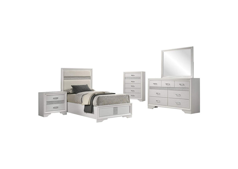 205110T-S5 Miranda 5-piece Twin Bedroom Set White