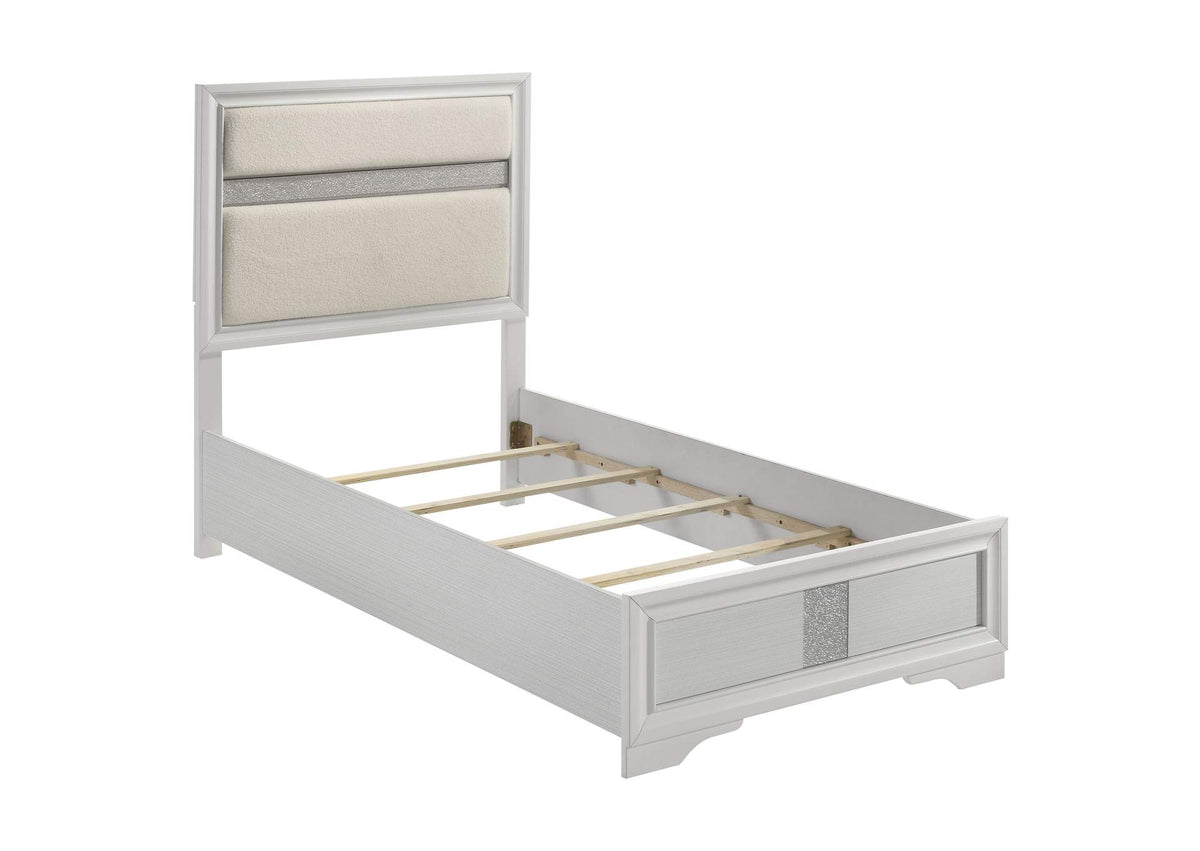 205110T Miranda 54-inch Upholstered Twin Panel Bed White