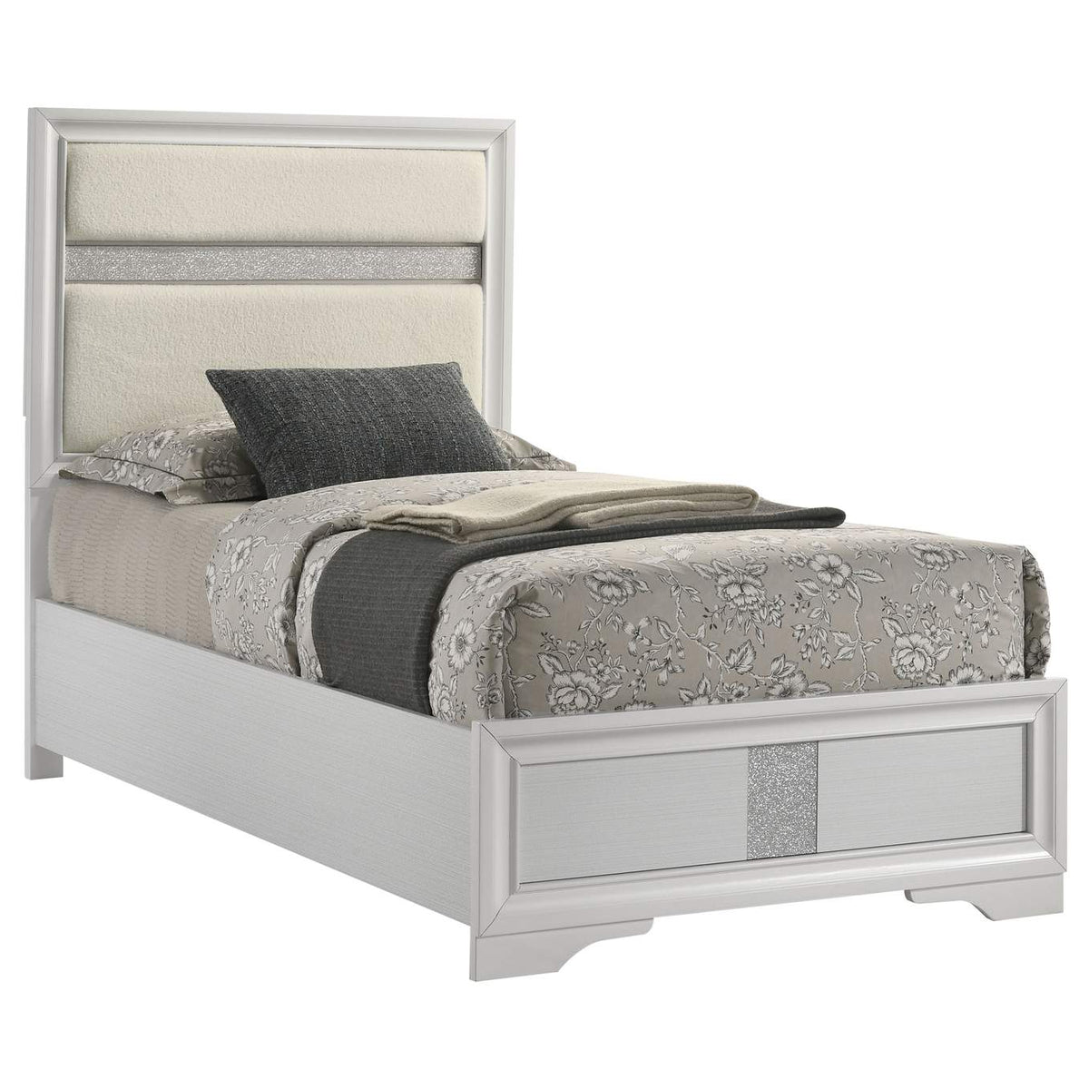 205110T Miranda 54-inch Upholstered Twin Panel Bed White