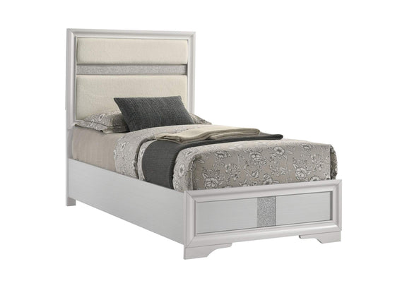 205110T Miranda 54-inch Upholstered Twin Panel Bed White
