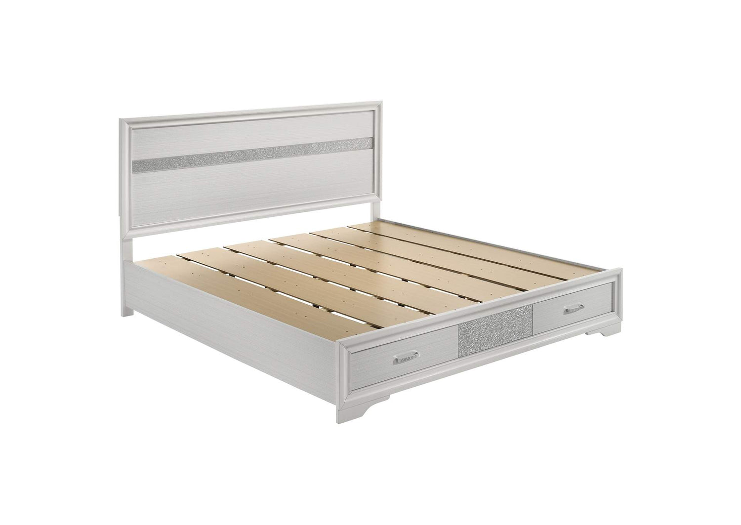 Miranda 51-inch Wood Eastern King Storage Panel Bed White