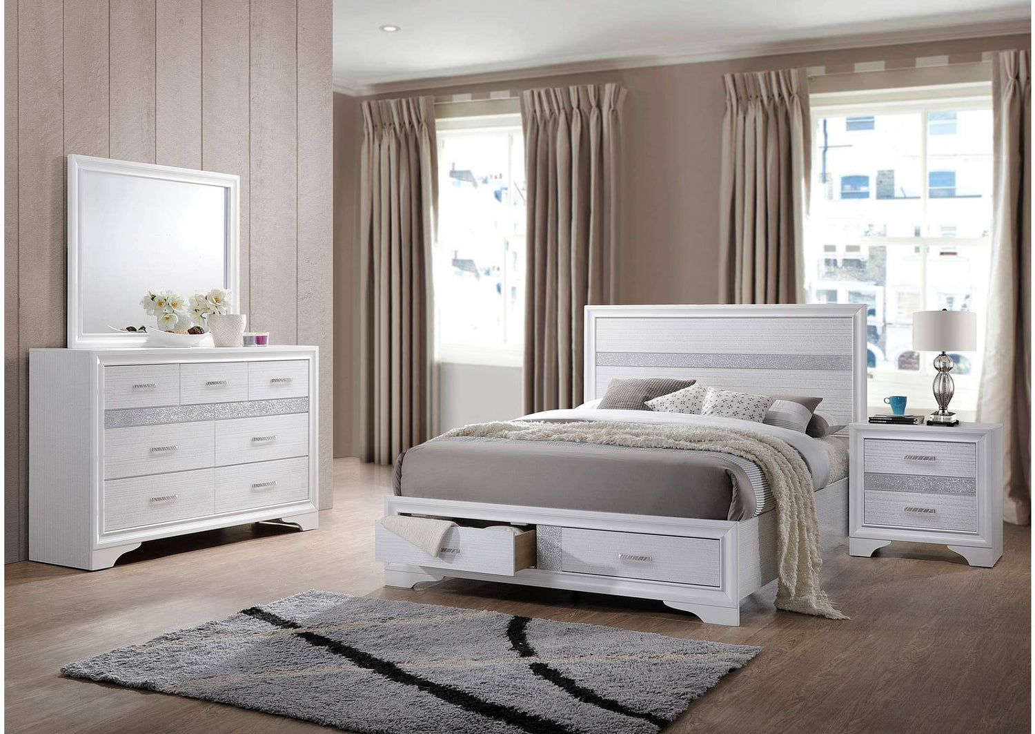 Miranda 4-piece California King Bedroom Set White