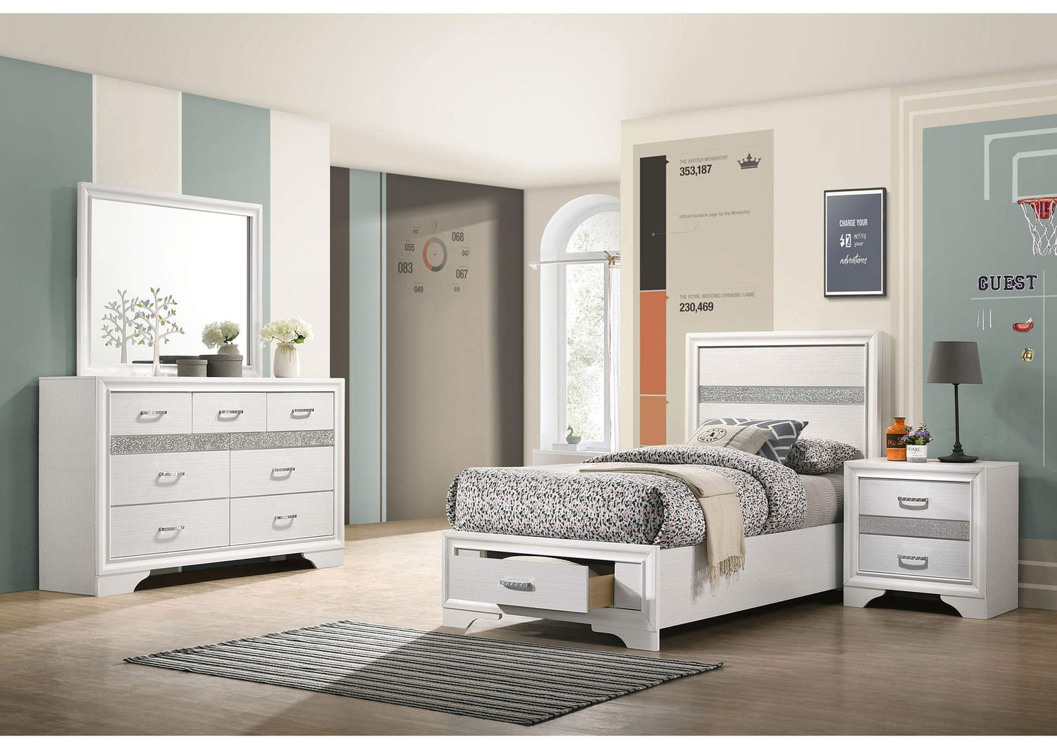 Miranda 4-piece Twin Bedroom Set White