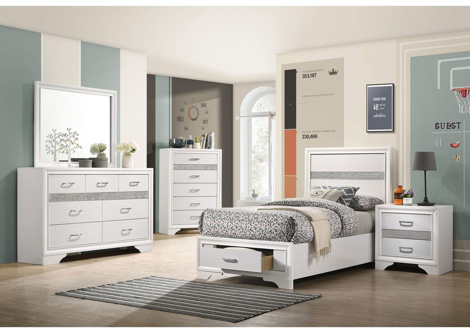 Miranda 5-piece Twin Bedroom Set White