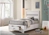 205111T Miranda 51-inch Wood Twin Storage Panel Bed White