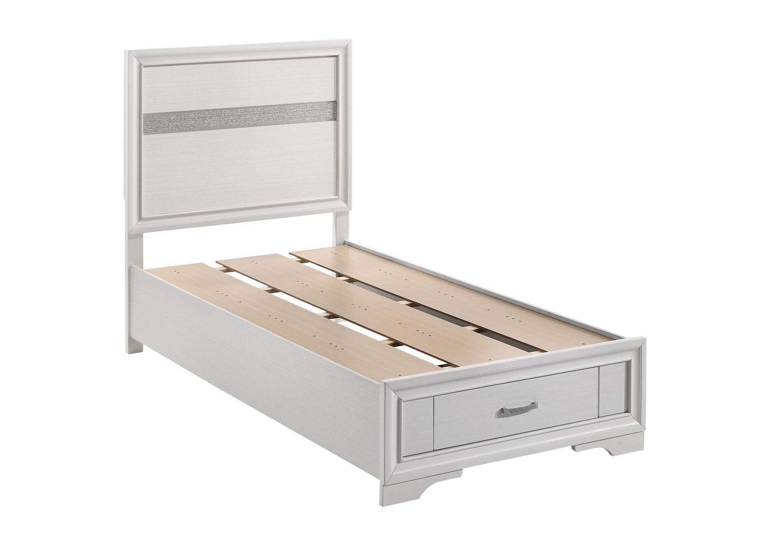 Miranda 51-inch Wood Twin Storage Panel Bed White